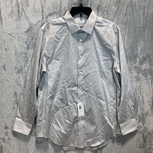 Calvin Klein Men's Button Up Shirt Slim Fit Refined Cotton Stretch Wrinkle Free